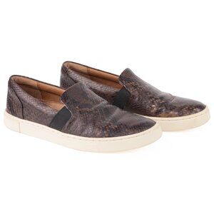 Frye 'Ivy' Brown Snake-Embossed Leather Slip-On Sneakers – Women’s 6